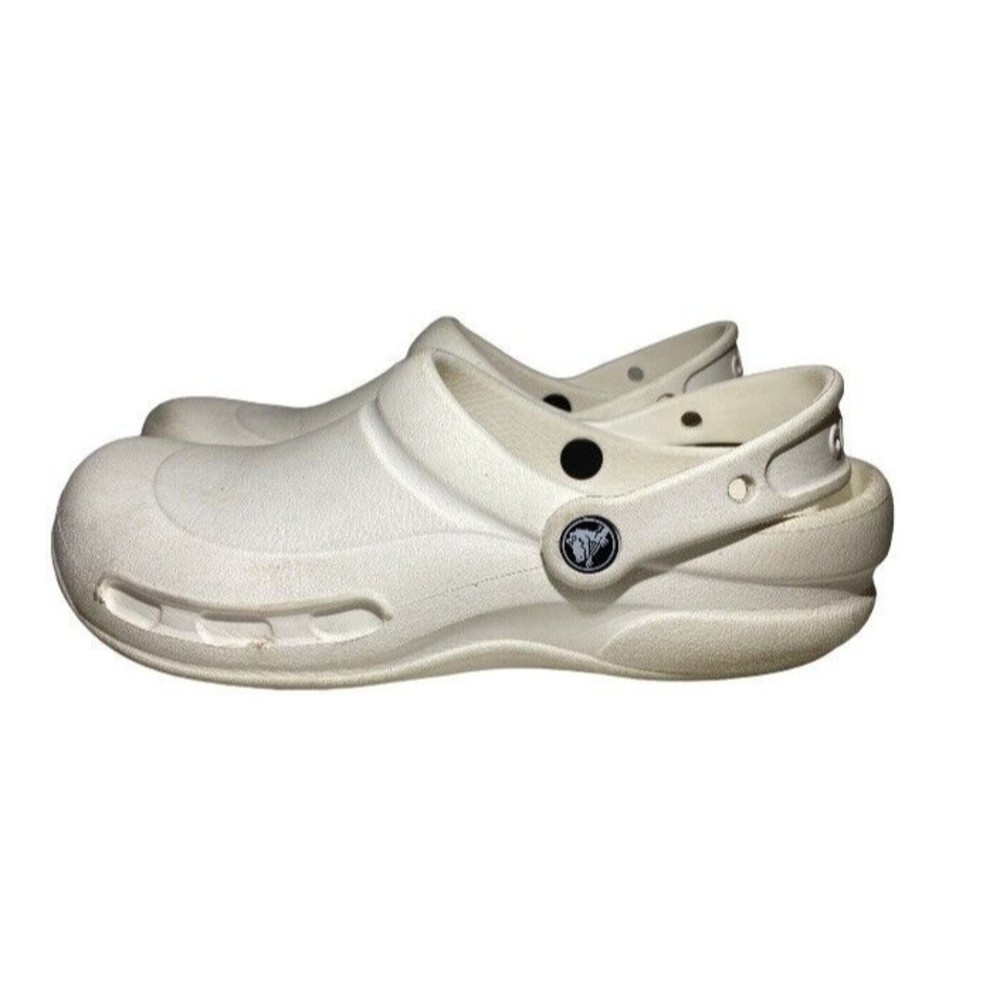 Crocs Bistro Work Clog Slip-On Shoes Women 9 Men 7 White Non Marking Nursing